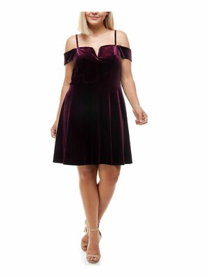 Dress Size 18W 18 PLUS Burgundy Sweetheart Velvet Flared Hem City Studio  FUL761 | eBay
