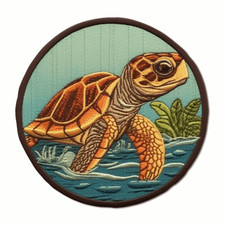 Baby Turtle Patch Iron-on Applique Sea Animal Badge Ocean Beach Outdoor Nature