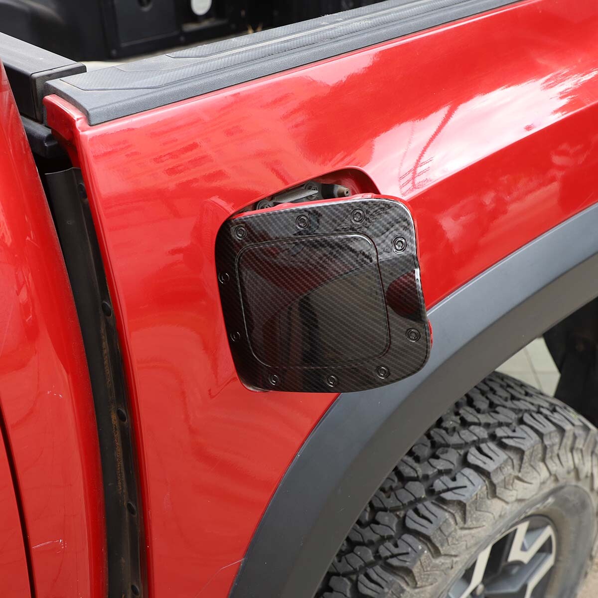 Carbon Fiber Pattern Exterior Fuel Tank Door Cover Trim Fit For