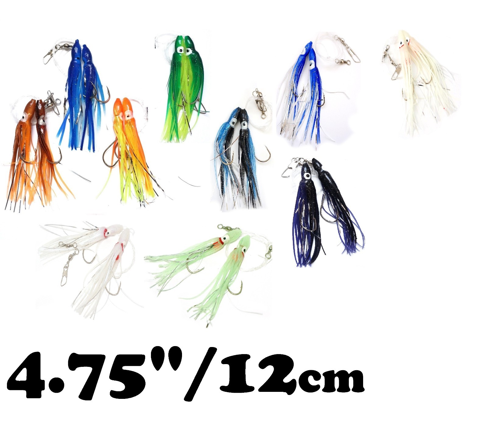 Multiple Hoochie Rigs 10pairs Fishing Random colors 4.75