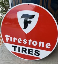 Vintage Style Firestone Tires  Service Gas  Heavy Steel Metal Quality Sign