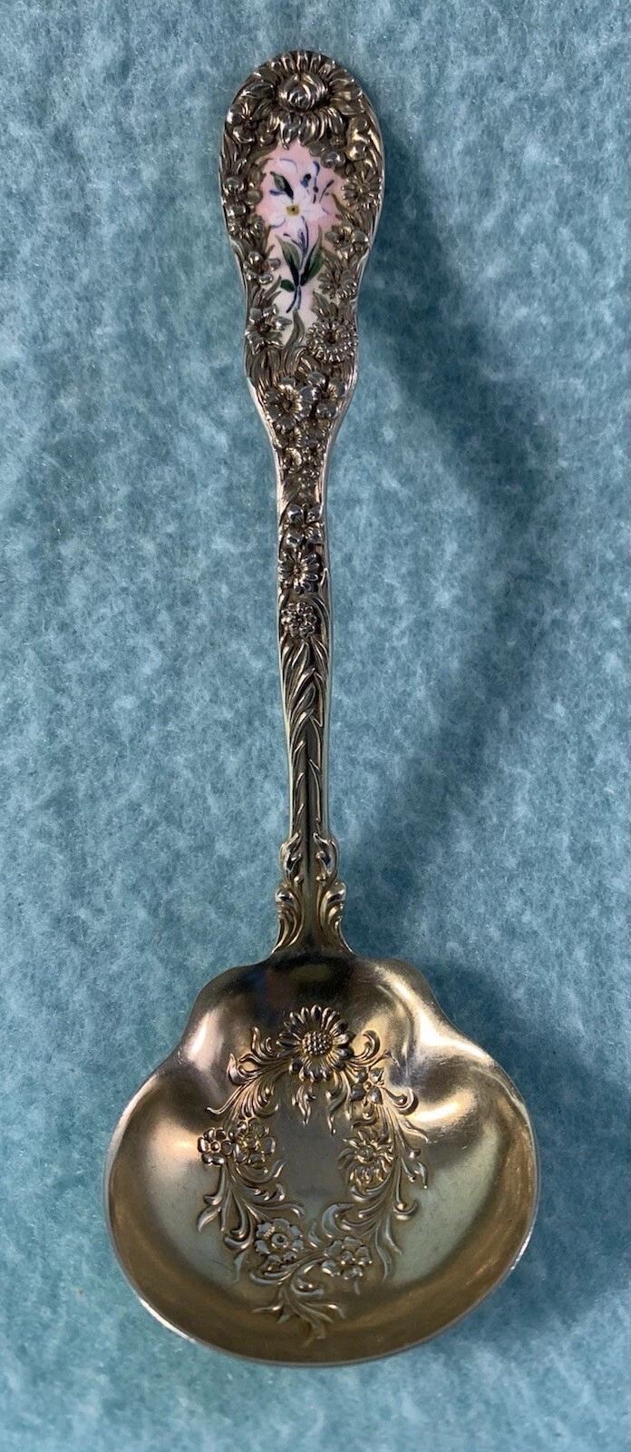 Sterling Silver Victorian Enameled Sauce Ladle Ca. 1896 Dominick&Haff “No. 10"