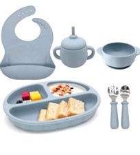 Silicone Baby Feeding Set,Baby Utensils 6-12 Months,Toddler Bowl,Straw Cup,Su...