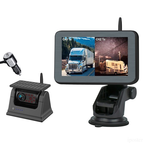 5" wireless 2CH car monitor solar magnetic reversing camera for truck RV caravan - Picture 9 of 20
