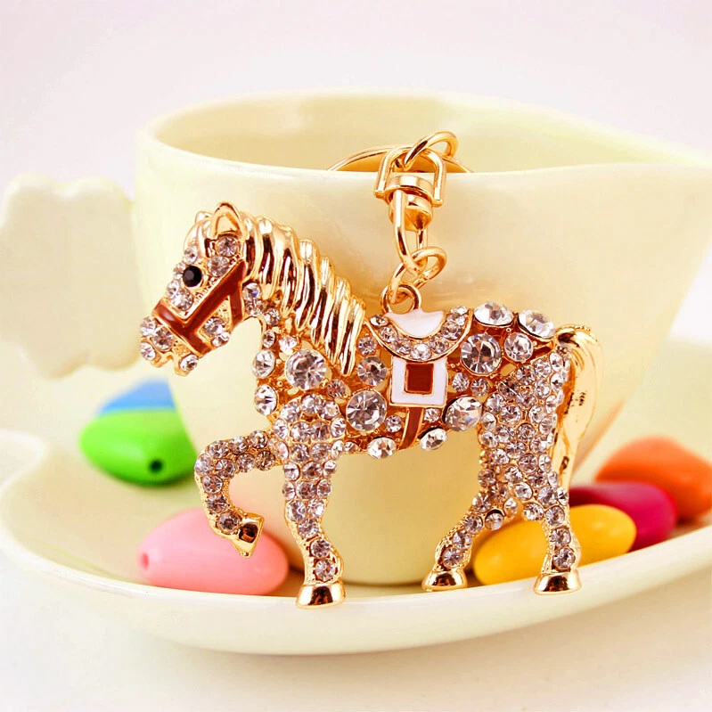 Caballo Animal Cristal Estrás Llavero Llavero Coche Bolso Bolso Llavero Anillo Foto 3 de 4