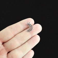 12 Crescent Moon Antique Silver Tone Charms - SC7892