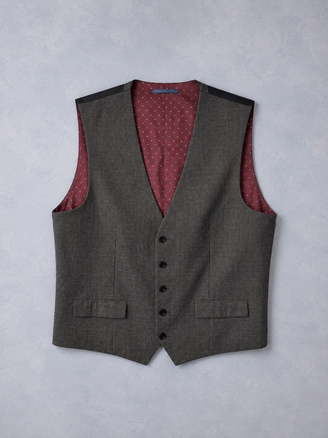 Next Men's Grey Houndstooth Check Suit Waistcoat 46R Wedding Formal Tailored