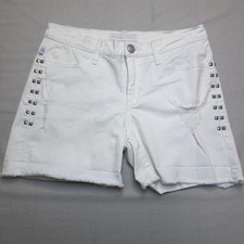 Rock Republic Shorts Womens 6 White Studded Distressed Cutoff Denim Casual