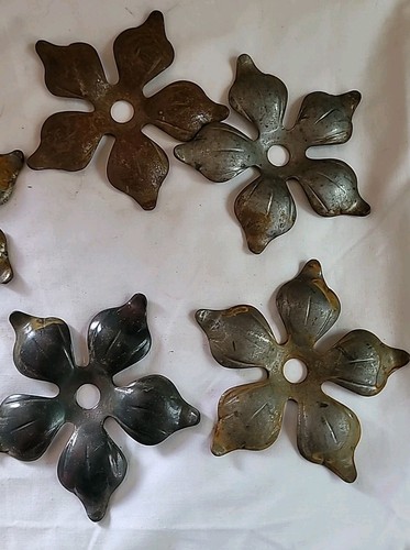 8 Steel Flowers Rustic Salvage Metal Assemblage Eco Botanical Printing Artist - Picture 9 of 10