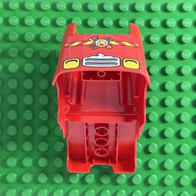 Lego Duplo Fire Truck Body 4 x 4 Red Flatbed  - Fire Logo Pattern - 10593