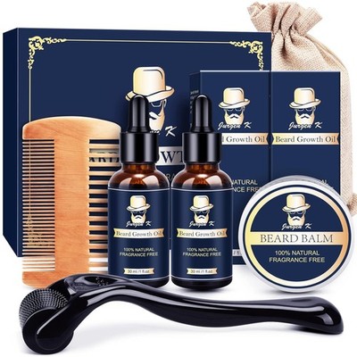 Jurgen K Beard Growth Kit, Upgraded Beard Growth Oil (2Oz) w/Biotin & Castor Oil