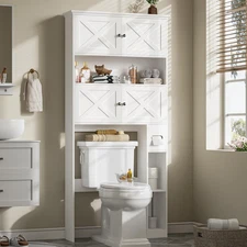 Over the Toilet Storage Cabinet, Farmhouse Storage Cabinet over Toilet with 4 Ba