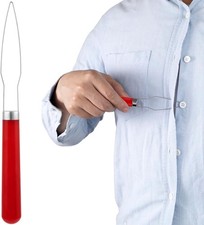 Easy Button Hook, Steel Button Helper Tool for Elderly, Wide Wood Handle Buttons