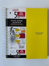 Five Star Spiral Notebook IDEAL 5 Subject WIDE Rule 200 Sheets 10.5x8in Yellow