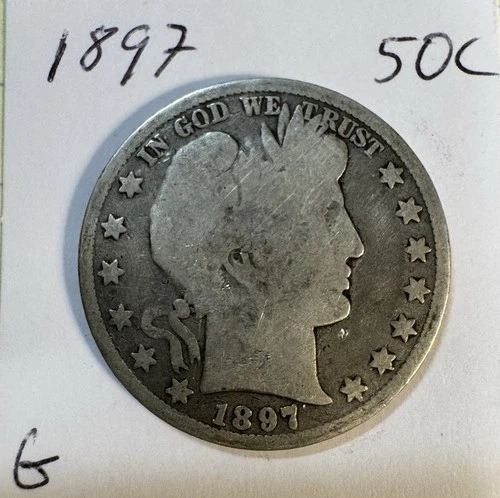 1897 Barber Half Dollar Silver 50C Coin Circulated