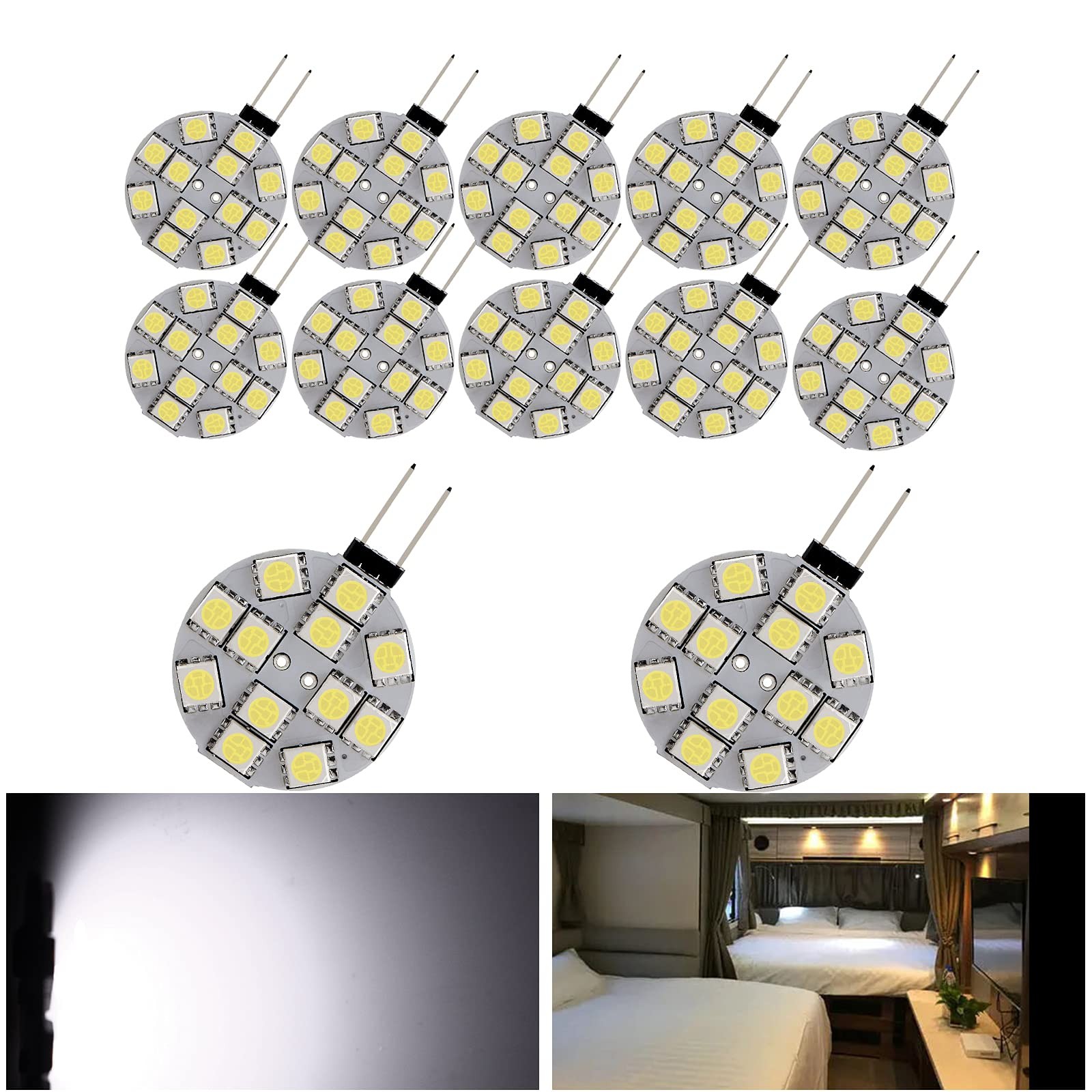 Ampoule LED G4 12V blanche pour camping-car et éclairage intérieur de caravane Pack de 12