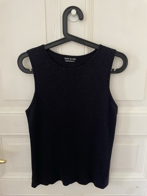 Vintage 90 s Esprit Teal Metallic Thread Knit Sleeveless Sweater- Size M/L