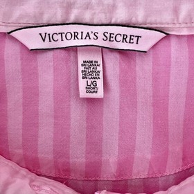 Victoria's Secret Iconic Pink Stripe Cotton Pajama Set Size Large (2016 Version)