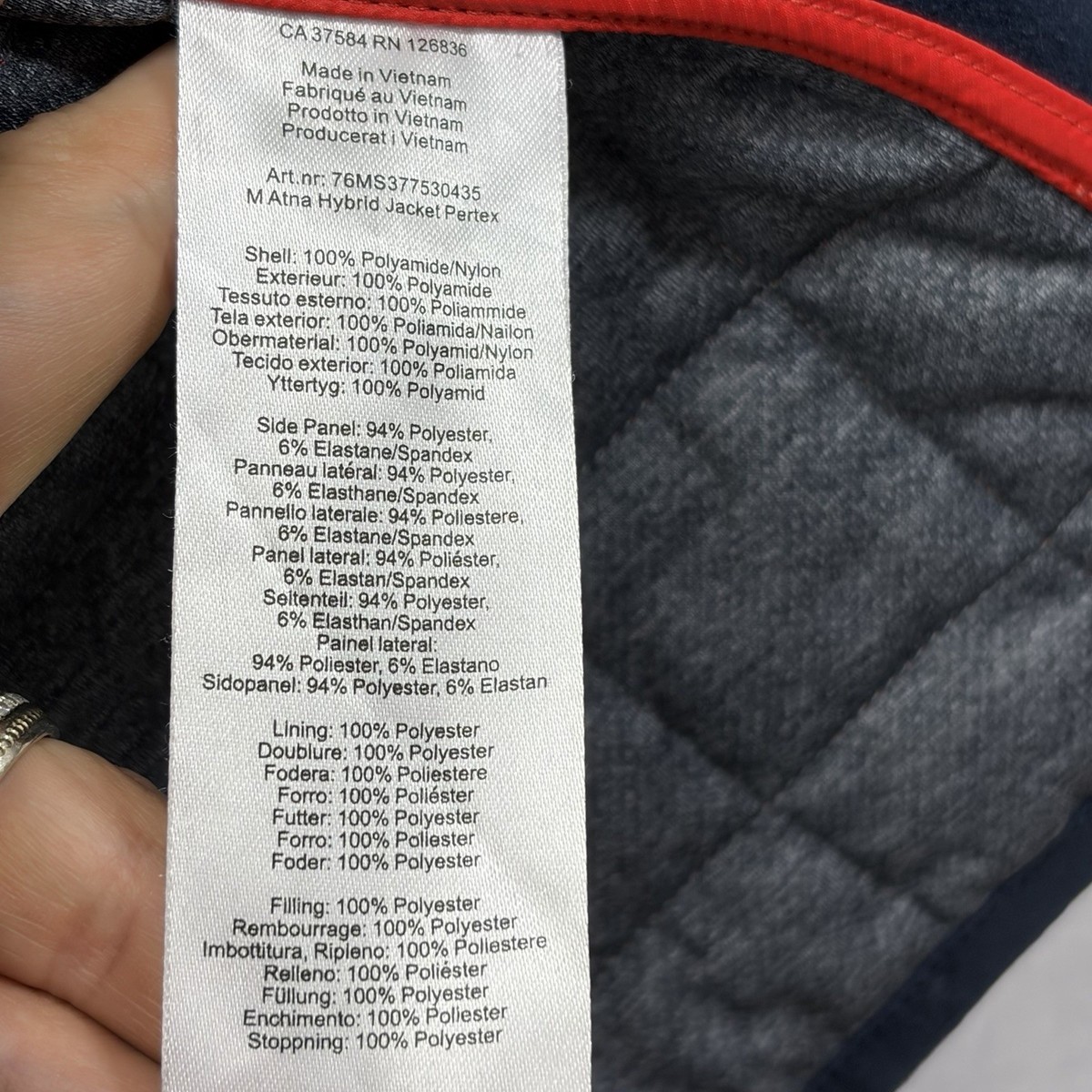 J Lindeberg Jacket Mens Large Red Blue Golf Quilted Puffer Full