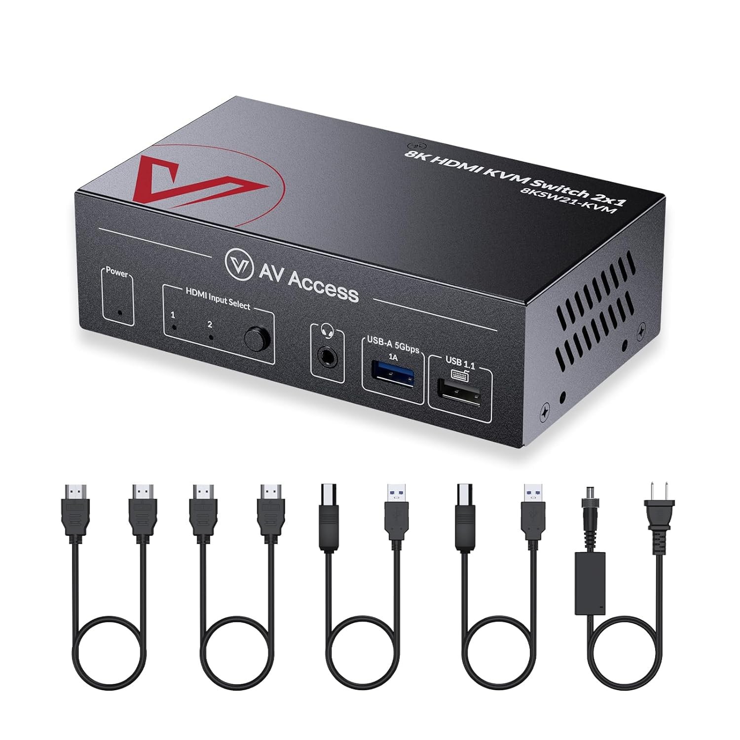 Switch KVM 8K HDMI 2.1 AV Access pour partager 1 moniteur entre 2 ordinateurs de bureau