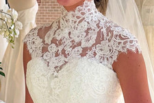 Augusta Jones Bolero Lace Wedding High Neck Sleeveless Button Back
