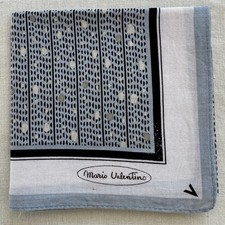 Vintage Handkerchief Cotton Blue Gray Geometric Dots Classic Pocket Square 18" E