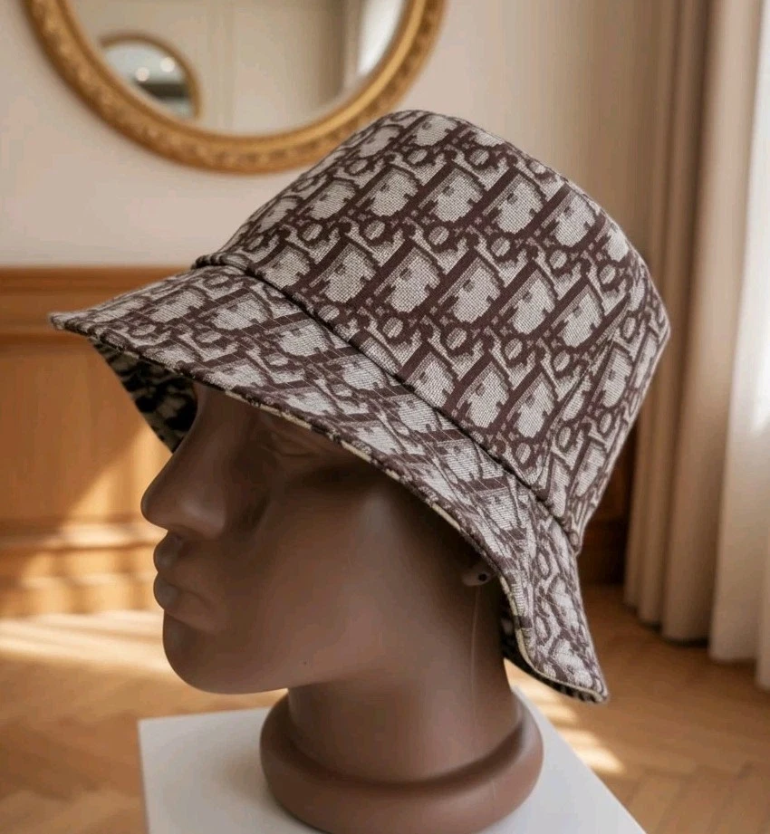 Christian Dior Diorissimo Reversible Leopard Fedora Bucket Hat Cap