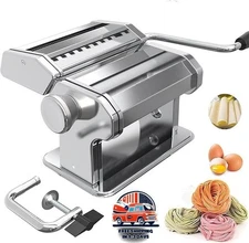 Máquina de Pasta Acero Inoxidable Manual con Rodillo, Cortador y 7 Niveles nuevo