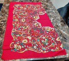 Vintage Challis by Berkshire Red Floral Scarf/Wrap