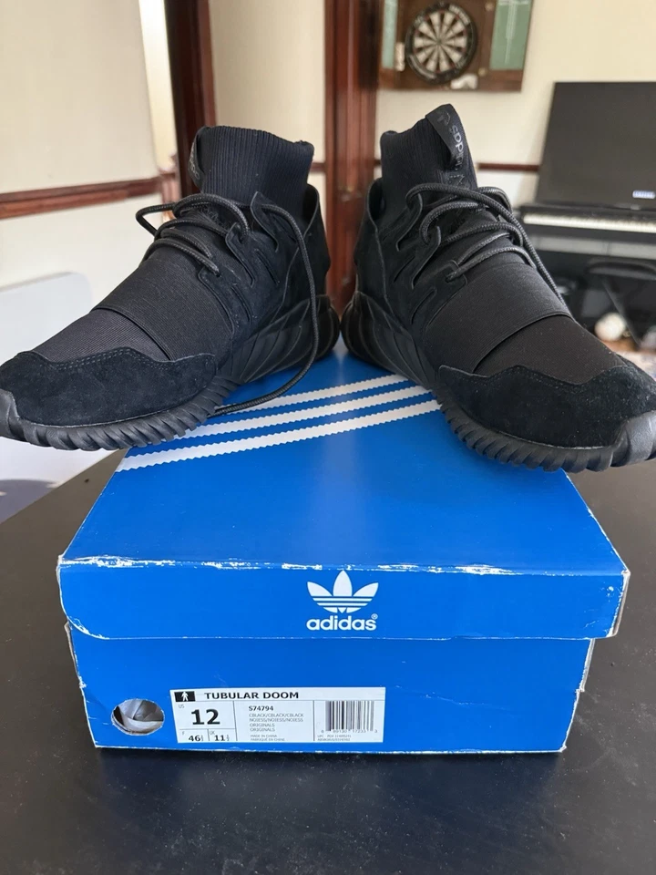 Adidas Tubular Doom “Blackout” Size 12 - Image 3 of 4