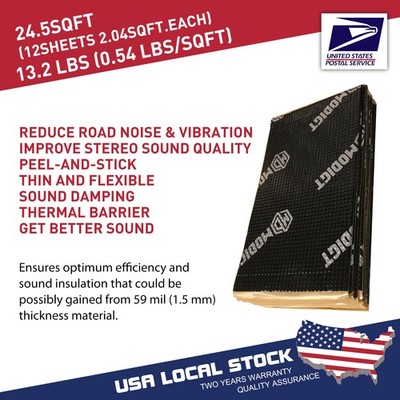 MGT 1.5mm 24.5sqft Car Sound Kil Deadening Mat Butyl Automotive Sound Deadener
