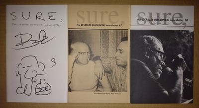 RARE Lot of 3 CHARLES BUKOWSKI - SURE Newsletter Books / Chapbooks - 1991-1994