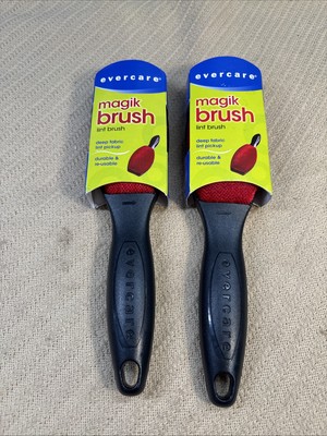 (2) Evercare Magik Double Sided Lint Brushes With Comfort Grip Handle Black/Red