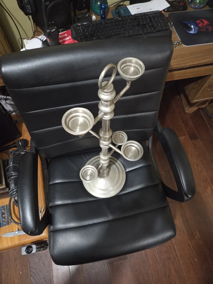 "Candelabro vintage PotterybarnPewter 6 brazos 25,5"" de alto pesado 7,5 lb" Foto 3 de 4