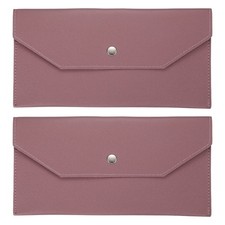 2Pcs PU Leather Envelope Wallet Money for Women Men,Oak