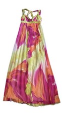 BCBGMAXAZRIA 100% Silk Watercolor Print Empire Waist Maxi Dress | Size 2