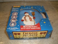 SAKURA DEBBIE MUMM SNOWMAN SET OF 4 SALAD DESSERT PLATES IN BOX