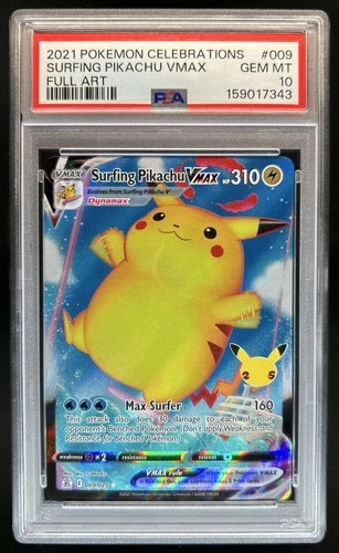 2021 Pokemon SWSH Celebrations Surfing Pikachu VM #009/025 PSA 10 GEM MINT