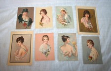Lot of 8 Victorian Antique Vintage Best Girls Pictures Gene Tressler Cards Women