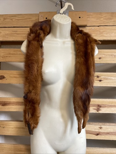 Vintage Mink Full Body Pelts Stole Scarf Shawl Wrap Collar KG JD