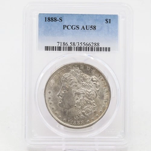 1888 S Morgan Dollar AU58 PCGS 90% Silver San Francisco