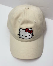 Hello Kitty Sanrio Adult Unisex OS White Embroidered Baseball Cap Hat Adjustable