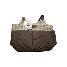 New Graco Oasis 7 Pocket Diaper Bag Tote W/Changing Pad Spiral Bubble Print Rare