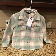 Member's Mark Girls Shacket Jacket Size S 6-6X Green Plaid