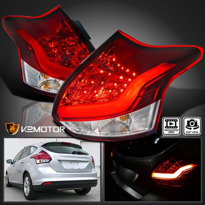 #ad #ad Fits 2012 2014 Ford Focus Hatchback Red LED Tube Tail Lights Brake Lamps Strip $189.38