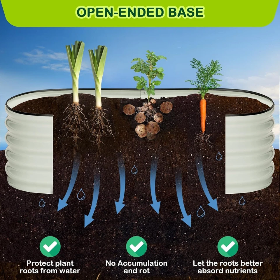 SET OF 2 Metal Planter Box Galvanized Raised Garden Bed Set 4.5x2x1ft Patio Kit - Image 2 of 4