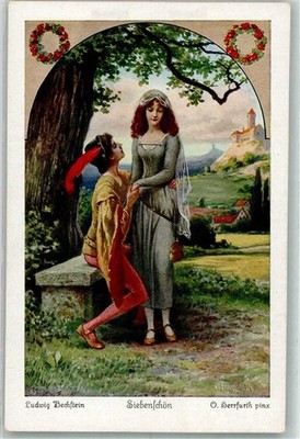 38165412 - Scene from the fairy tale Siebenschoen by Ludwig Bechstein Uvachrom