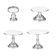 4pcs Metal Cake Stands 3/8/10/12 Inch Dessert Table Display Set, Silver
