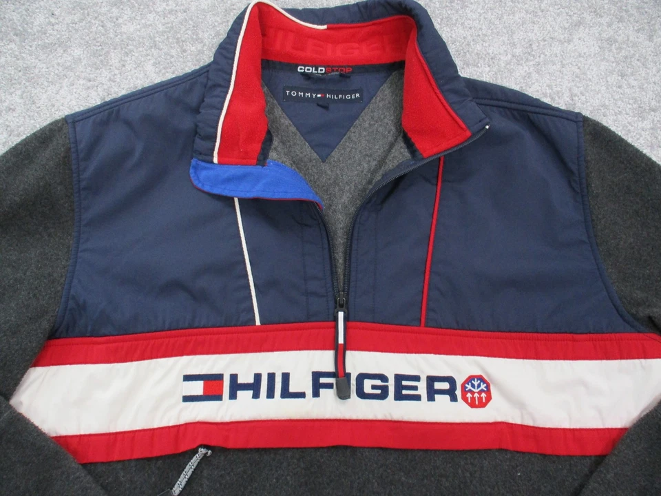 Tommy Hilfiger Pullover Para Hombres XL Polar Parada en Frío Spellout Chaqueta Defecto Foto 2 de 4