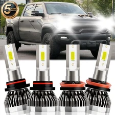 For Ram 5500 2011-2022 White Combo LED Headlights High Low Bulbs Beam Kit 6000K